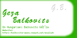 geza balkovits business card